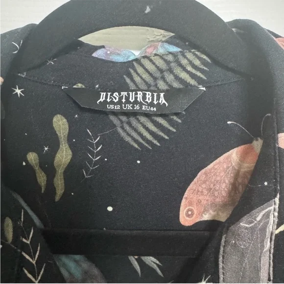 Disturbia Nightmoth Midi Shirt Dress Sz 12 - Picture 6 of 7